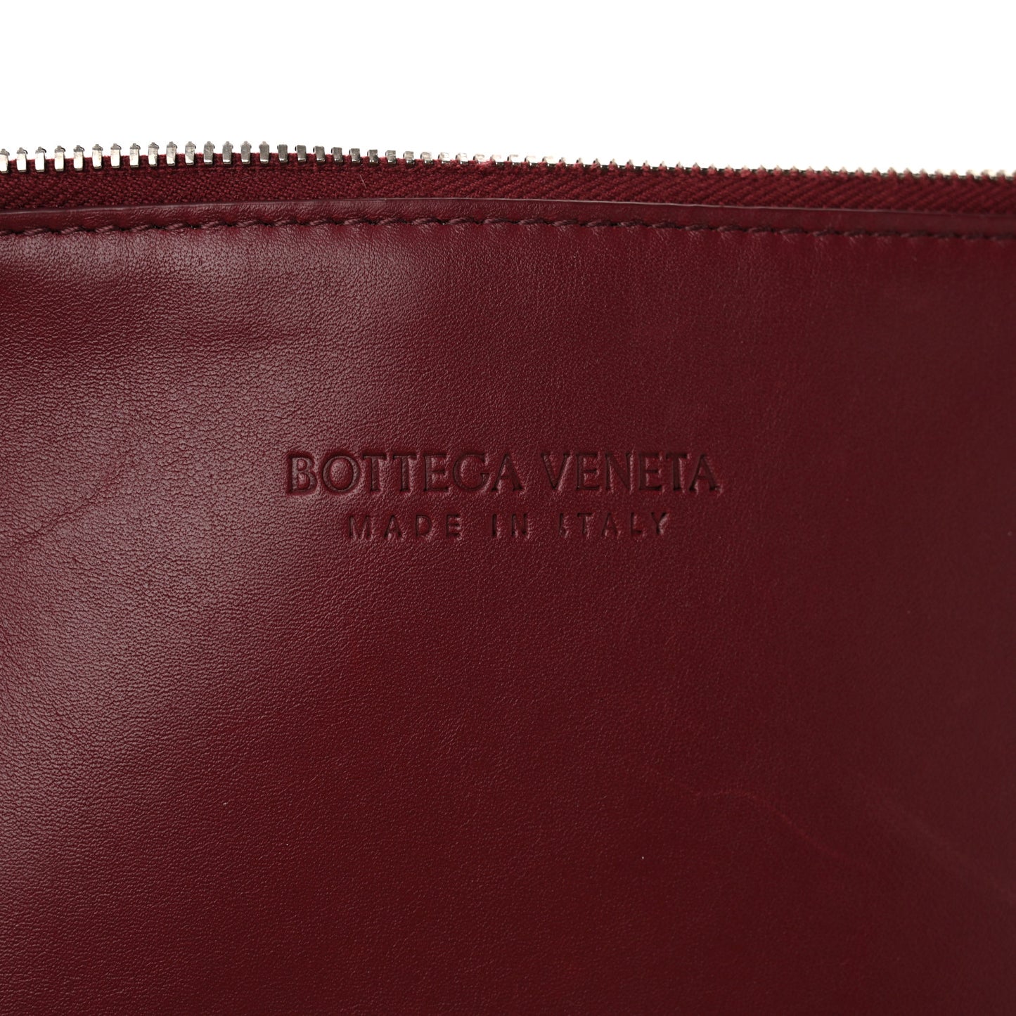 Calfskin Intrecciato Large North South Tote Bag Burgundy