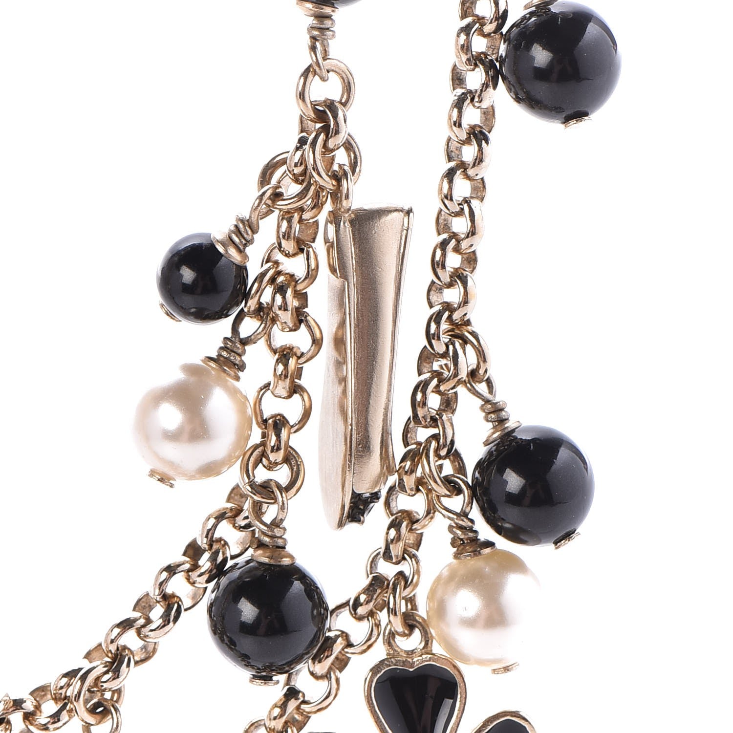 Chanel Pearl Beaded Enamel CC Coco Long Necklace Black Gold 6 of 9