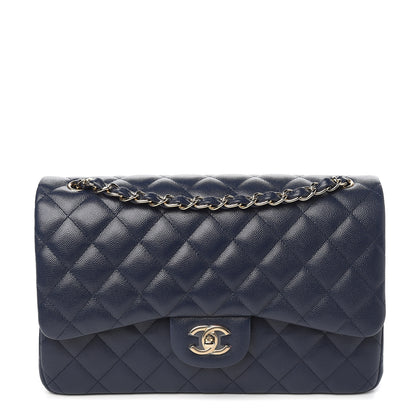 Chanel Caviar Quilted Jumbo Double Flap Navy Blue 1 of 10