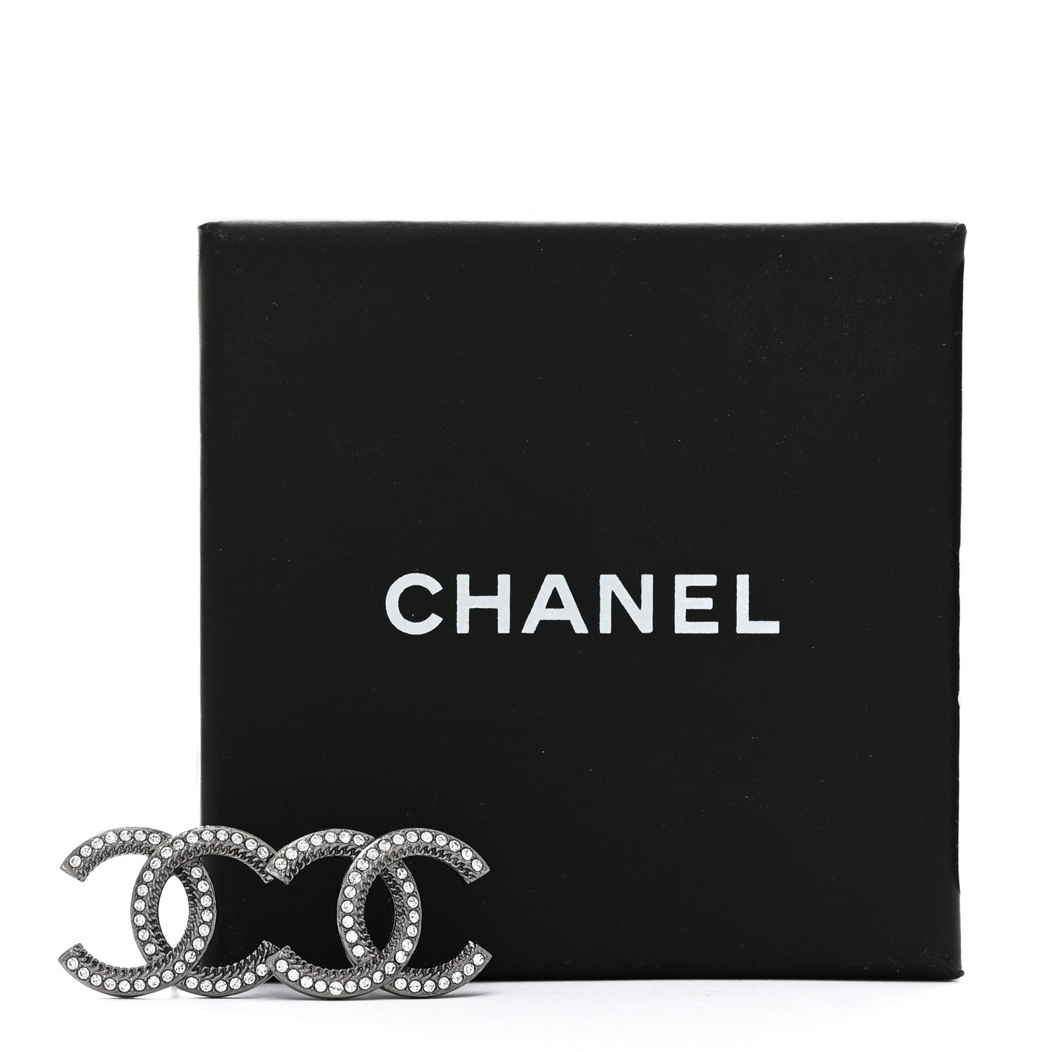 Chanel Ruthenium Crystal CC Earrings 5 of 5