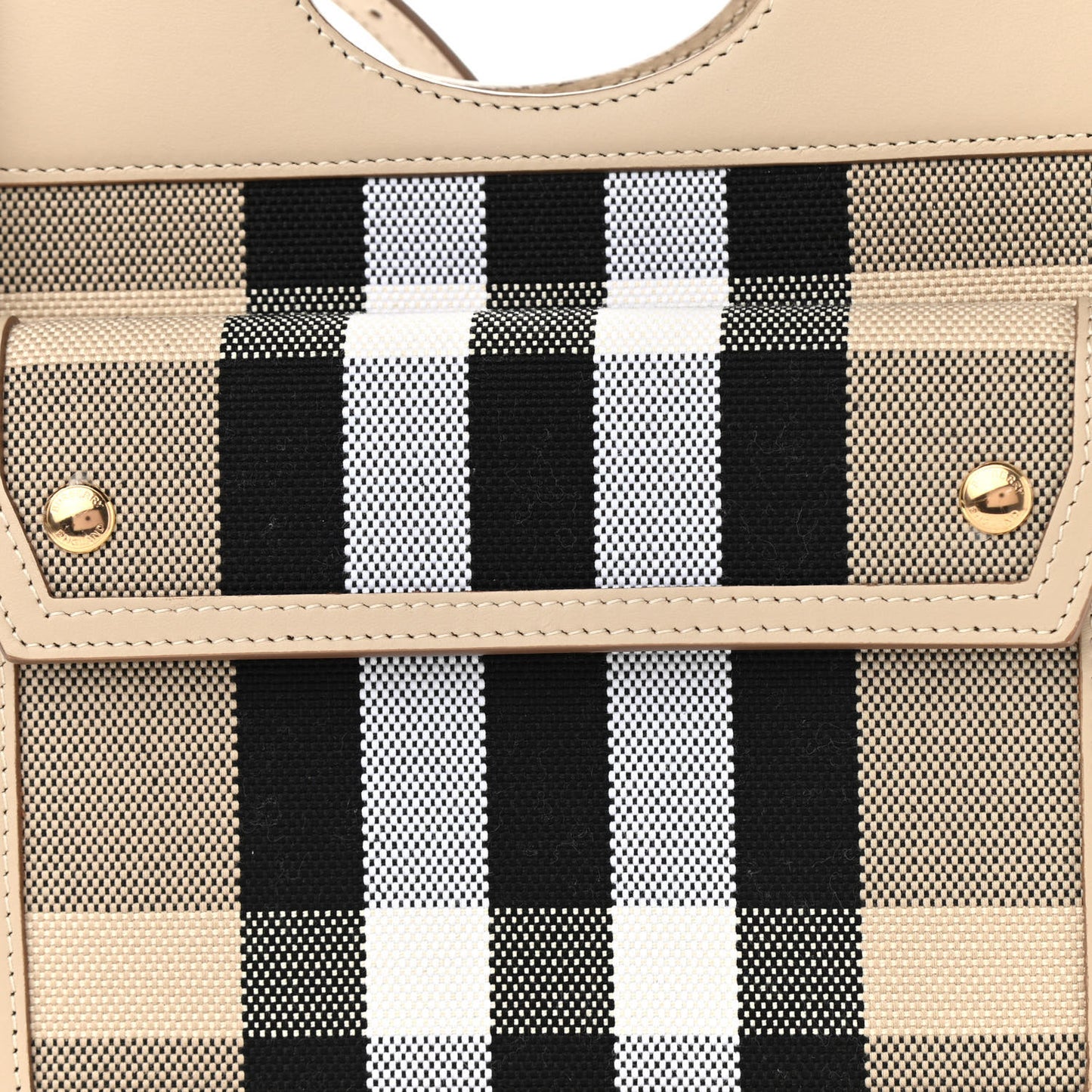 Smooth Calfskin Canvas Check Mini Pocket Bag Dusty Sand Soft Fawn