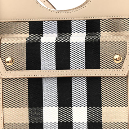 Burberry Smooth Calfskin Canvas Check Mini Pocket Bag Dusty Sand Soft Fawn 10 of 12