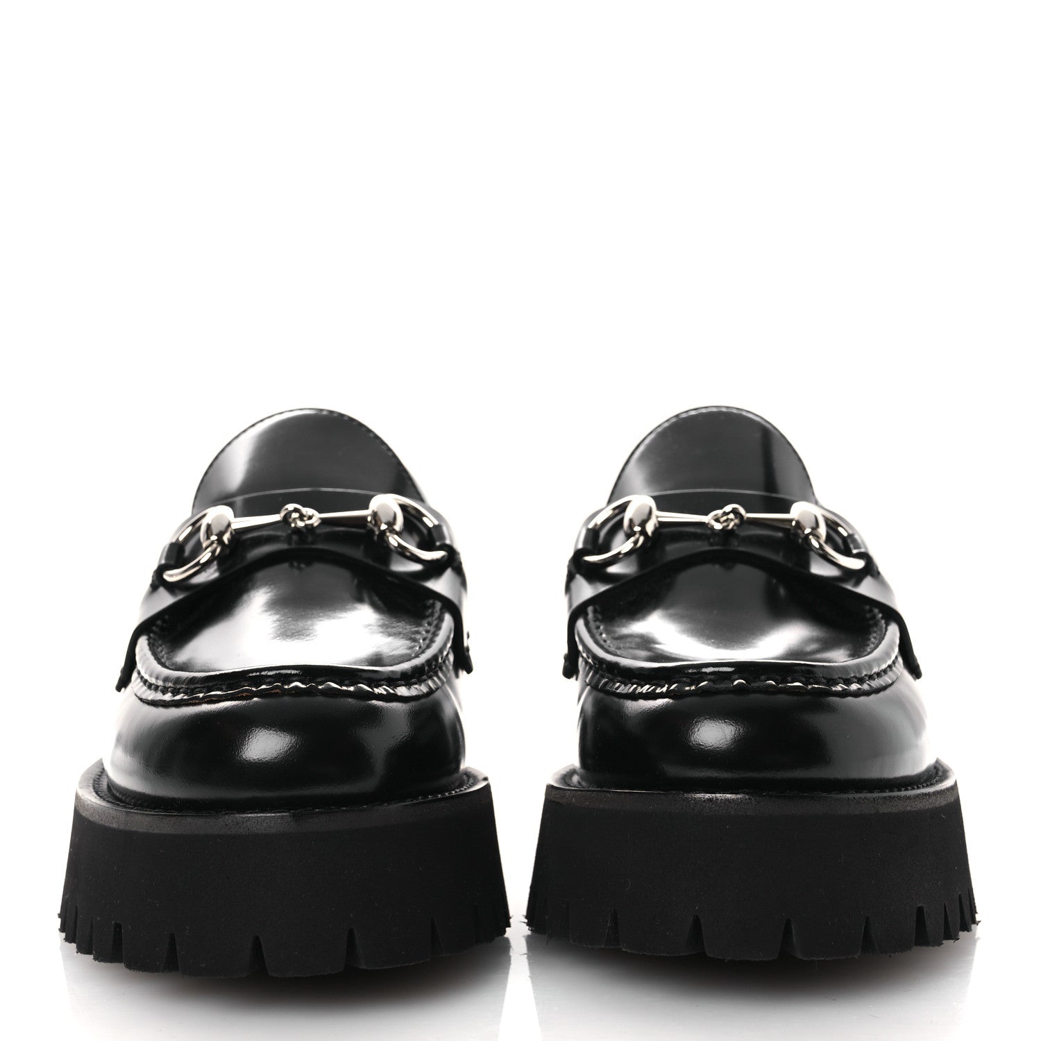 Gucci Cordovan Lux Womens Horsebit 45mm Platform Loafers 38.5 Black 3 of 12