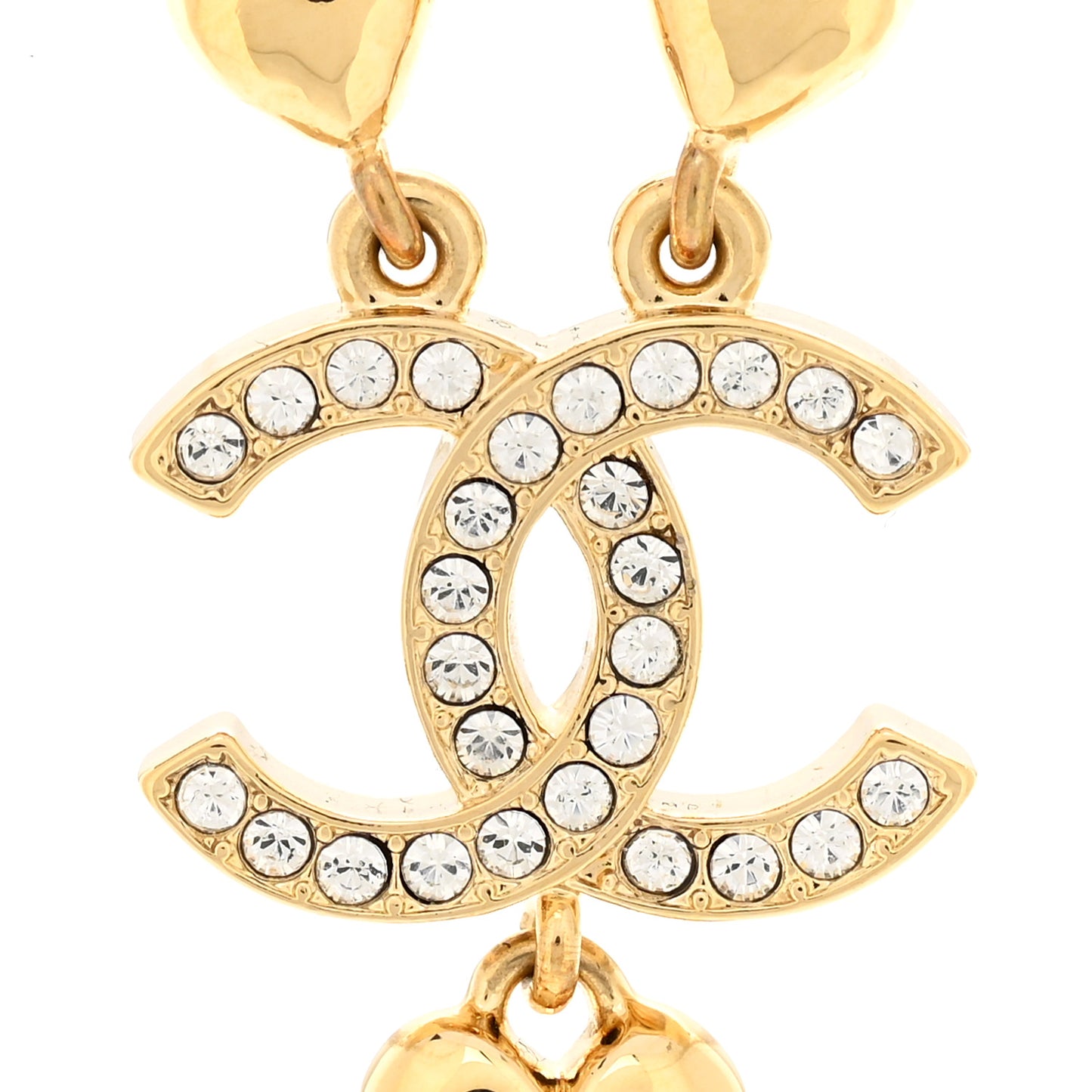Crystal CC Heart Link Pendant Necklace Gold