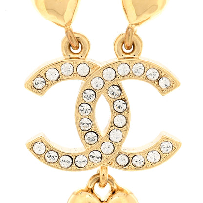 Chanel Crystal CC Heart Link Pendant Necklace Gold 4 of 7
