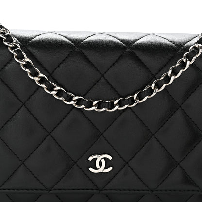Chanel Lambskin Quilted Wallet On Chain WOC Black 9 of 12