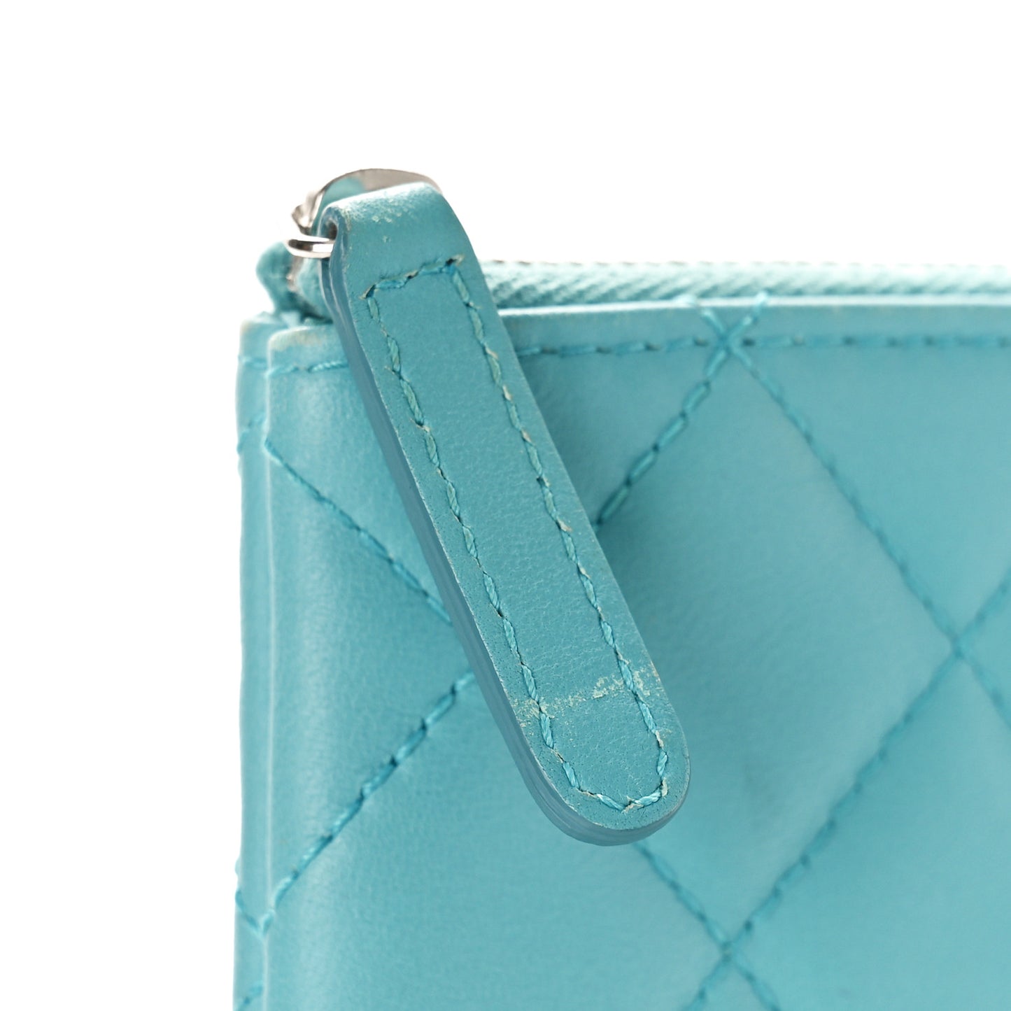 Lambskin Quilted Large Cosmetic Case Light Blue