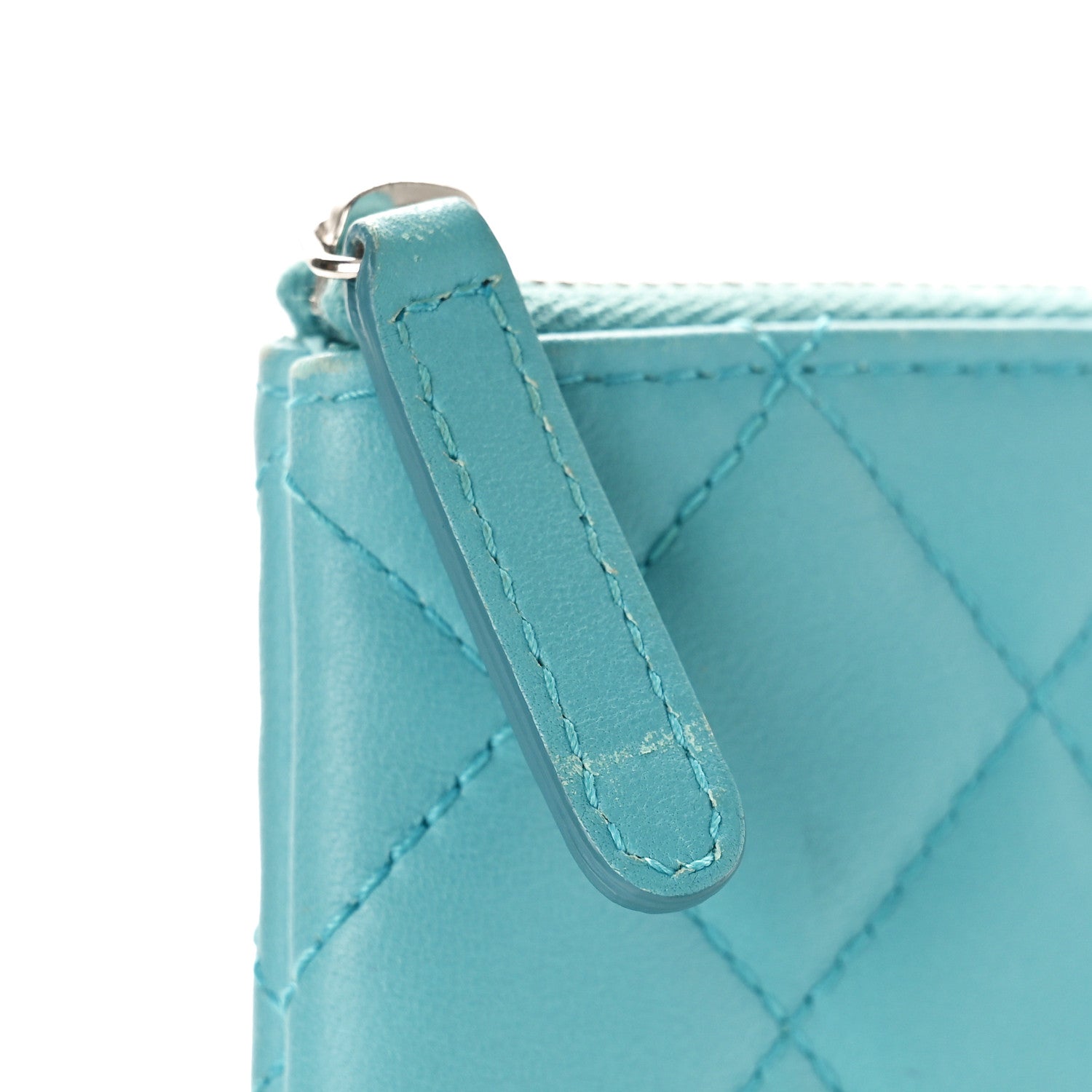 Chanel Lambskin Quilted Large Cosmetic Case Light Blue 10 of 10