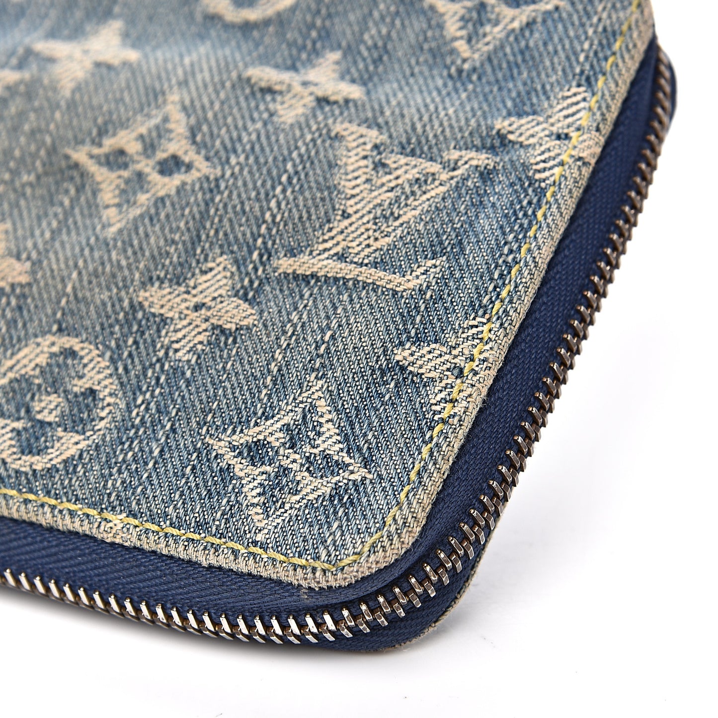 Denim Zip Compact Wallet Blue