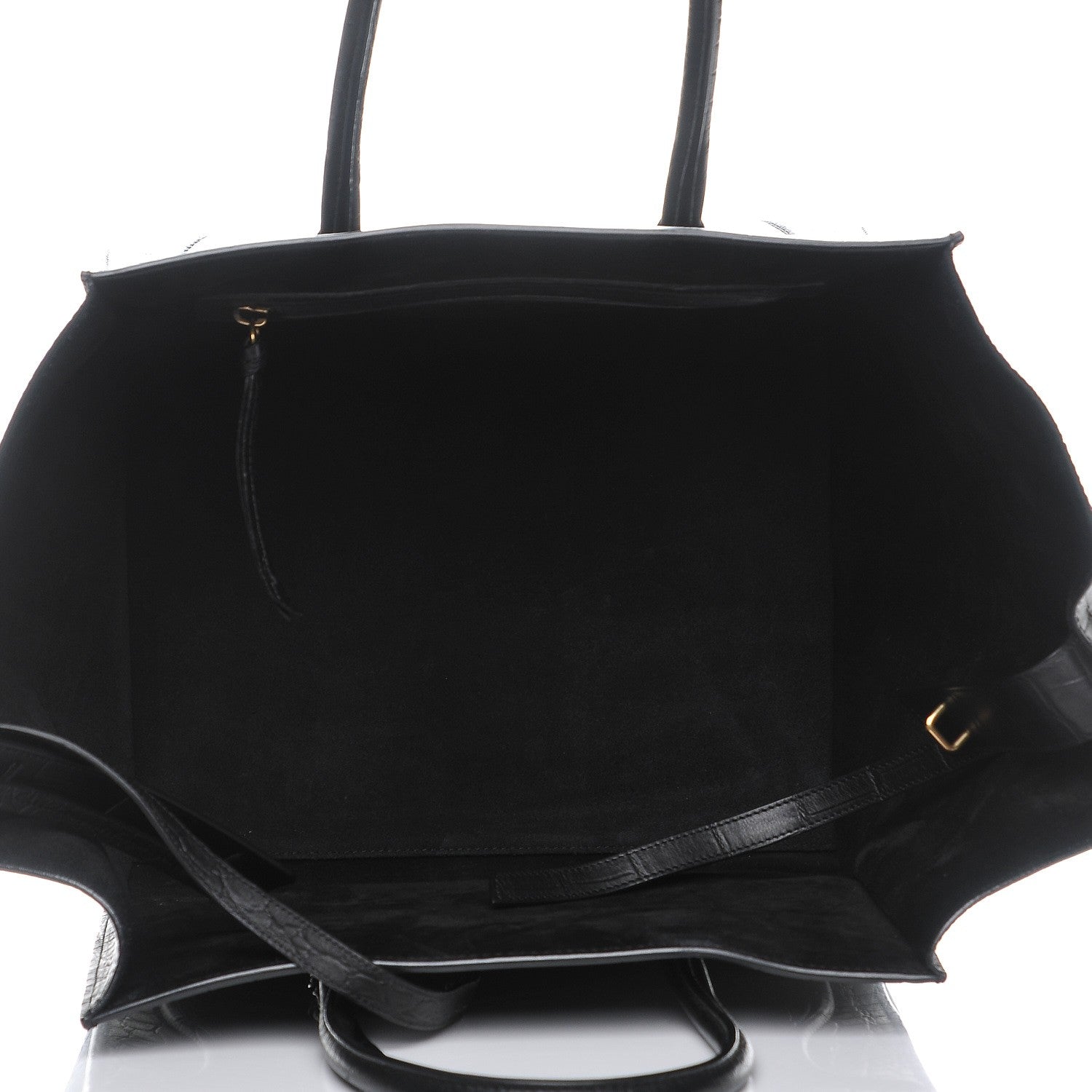 Celine Crocodile Embossed Calfskin Medium Phantom Luggage Black 5 of 7