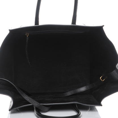 Celine Crocodile Embossed Calfskin Medium Phantom Luggage Black 5 of 7