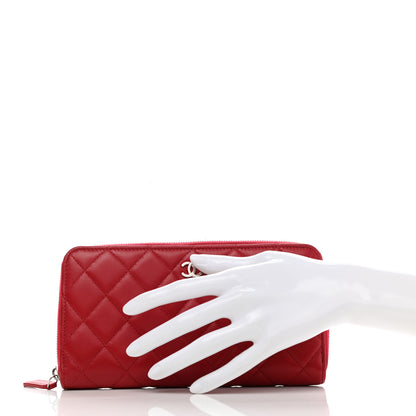 Chanel Lambskin Quilted Large Gusset Zip Around Wallet Red 2 of 11