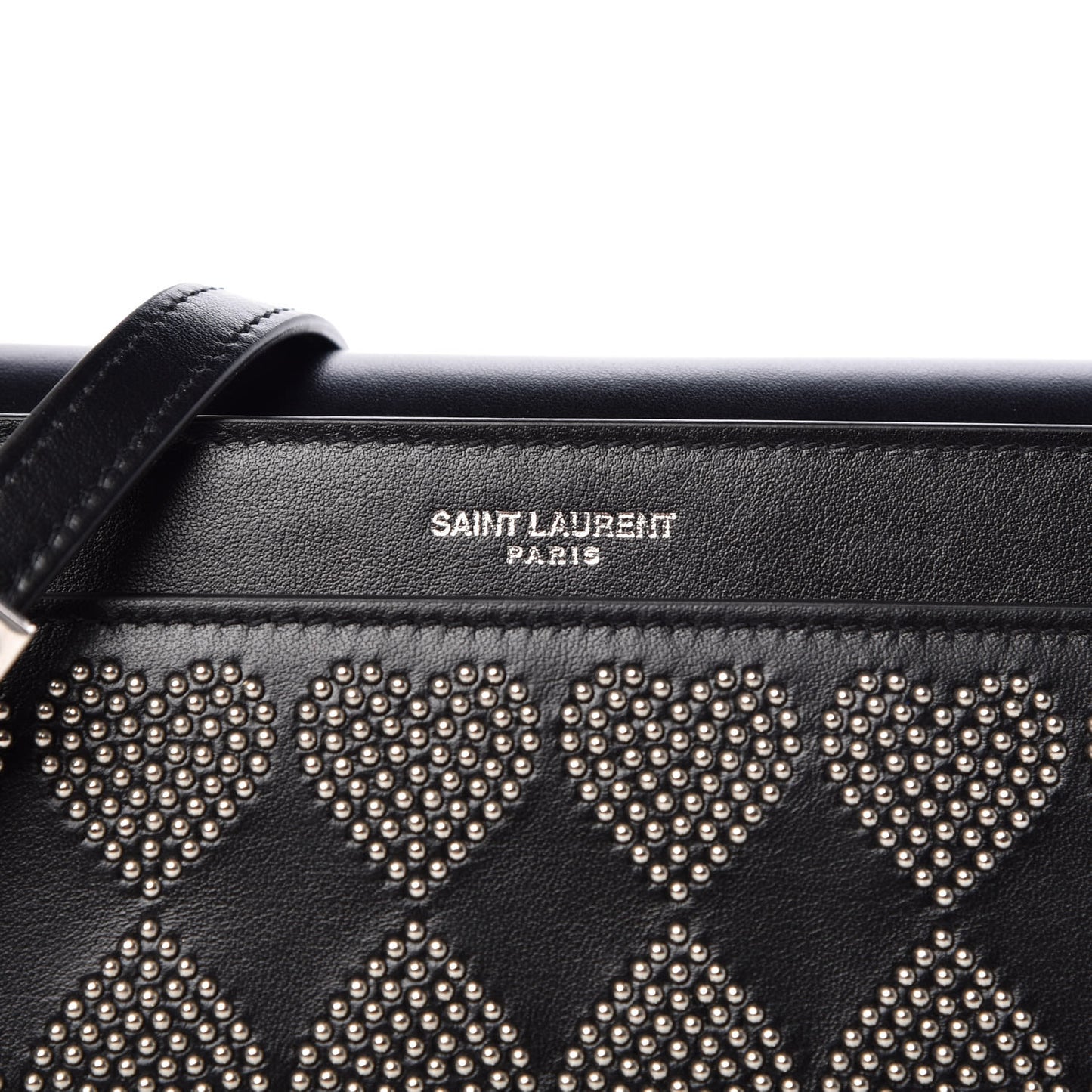 Smooth Calfskin Catherine Heart Studded Satchel Black