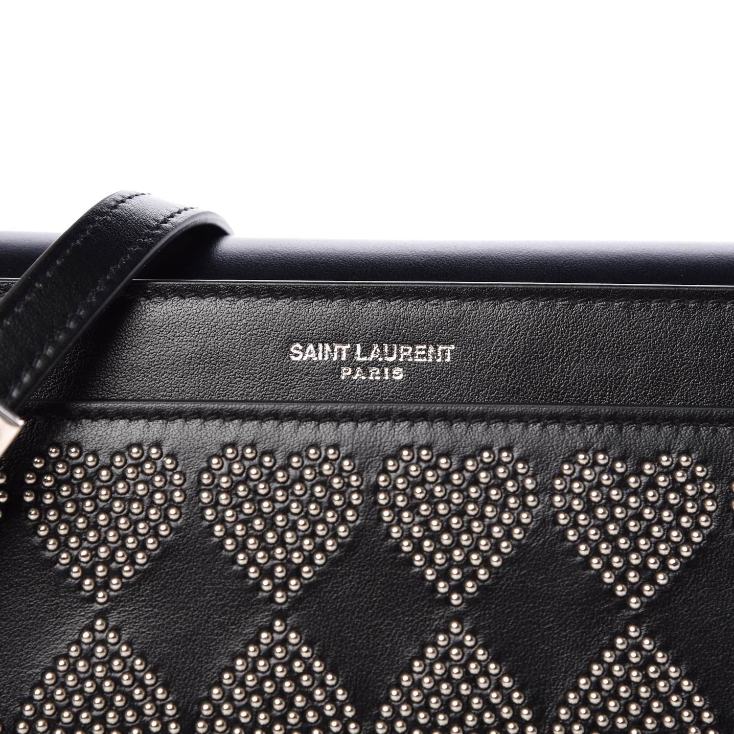 Saint Laurent Smooth Calfskin Catherine Heart Studded Satchel Black 6 of 10