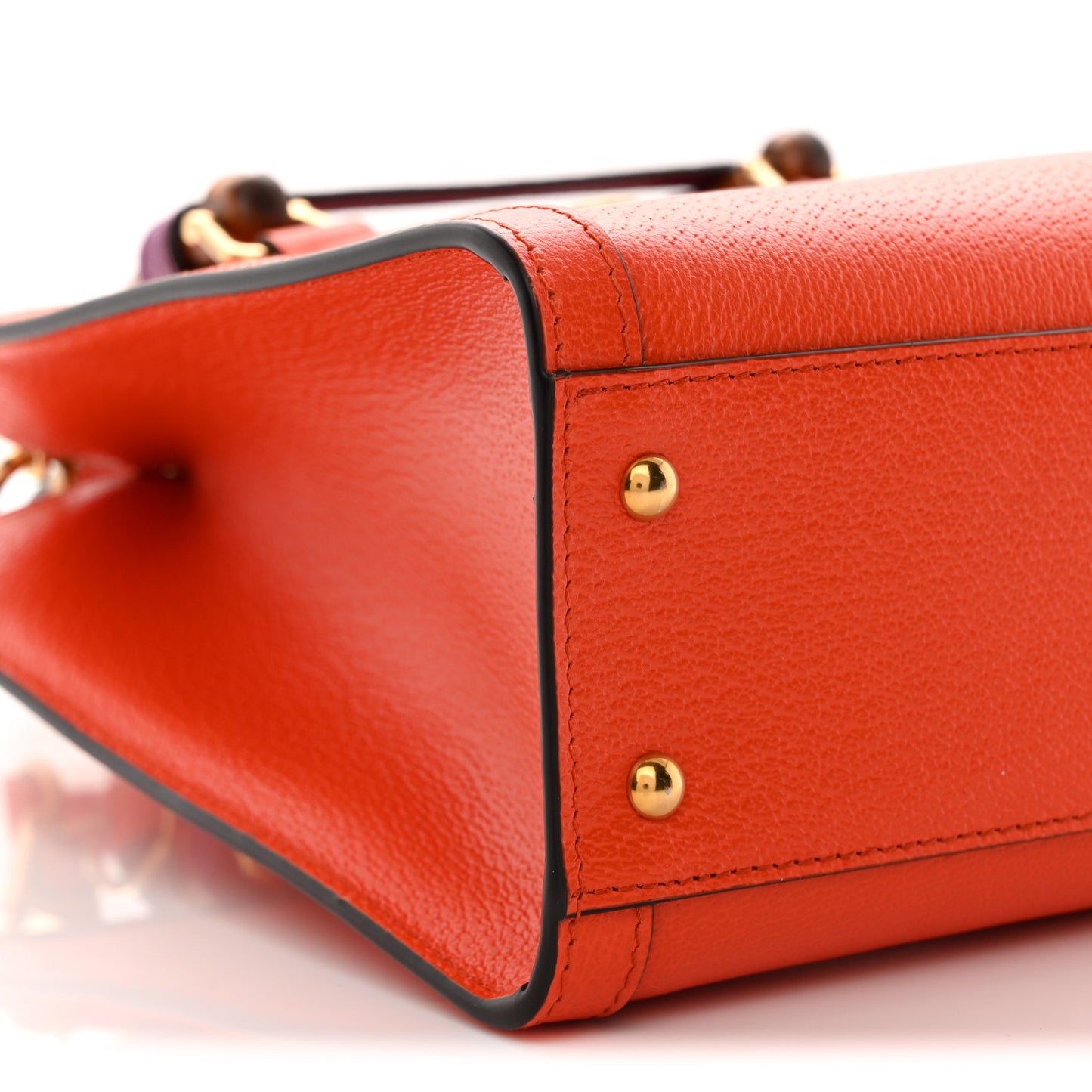 Textured Dollar Calfskin Web Small Diana Tote Bag Deep Orange Spicy Cyclamin