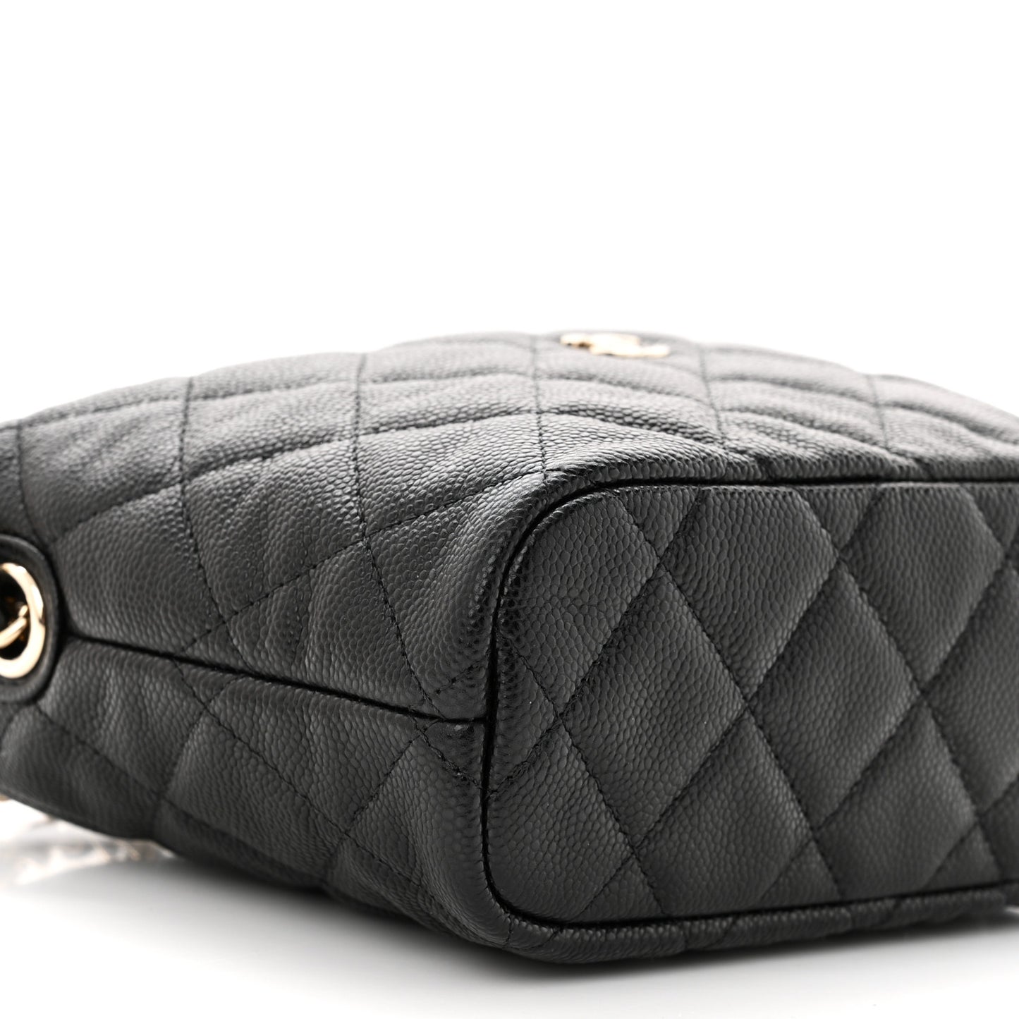 Caviar Quilted Hobo Clutch With Chain Black