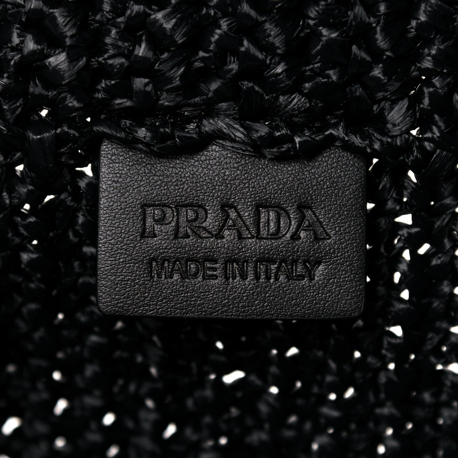 Prada Yarn Raffia Effect Crochet Large Logo Tote Black 6 of 12