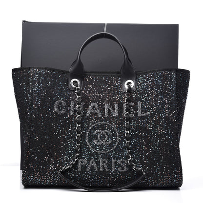 Chanel Calfskin Sequin Medium Deauville Tote Black 11 of 11