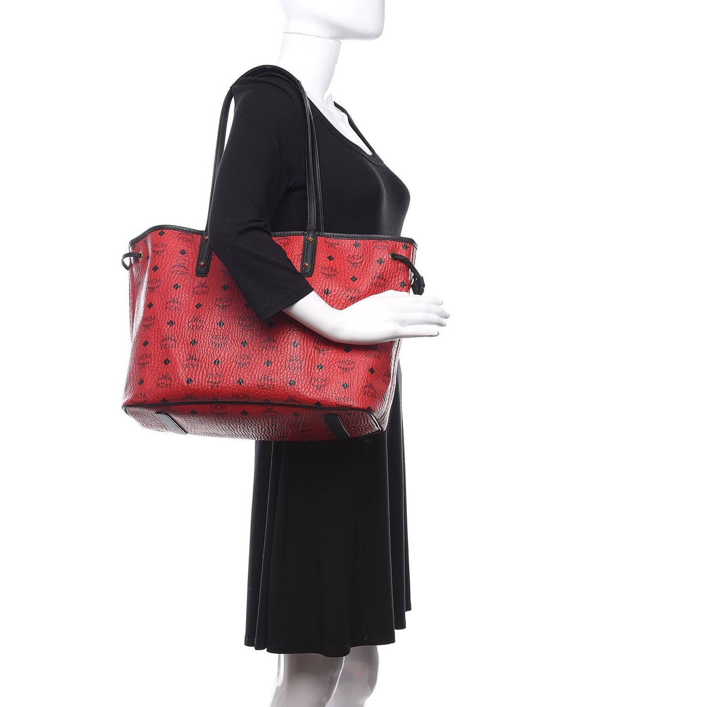 Visetos Medium Project Reversible Shopper Tote Ruby Red Black