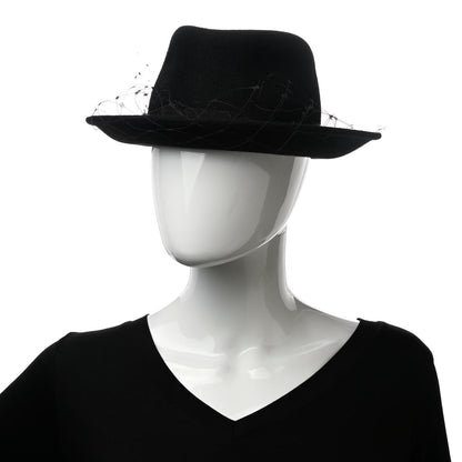 Christian Dior Rabbit Felt Veil Hat 57 Black 2 of 8