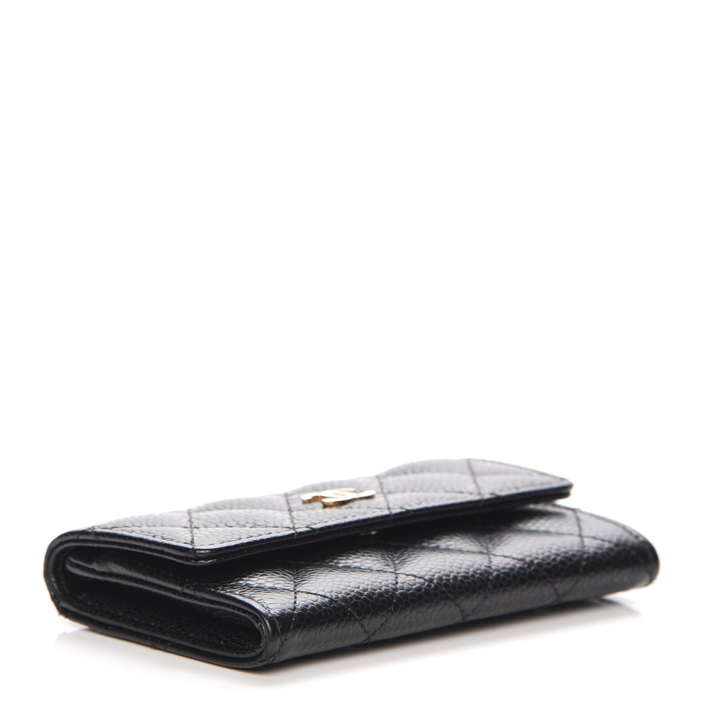 Caviar Quilted Flap Card Holder Black