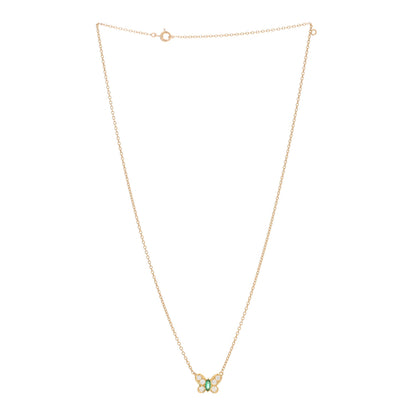 Van Cleef & Arpels 18K Yellow Gold Diamond Emerald Butterfly Pendant Necklace 2 of 3