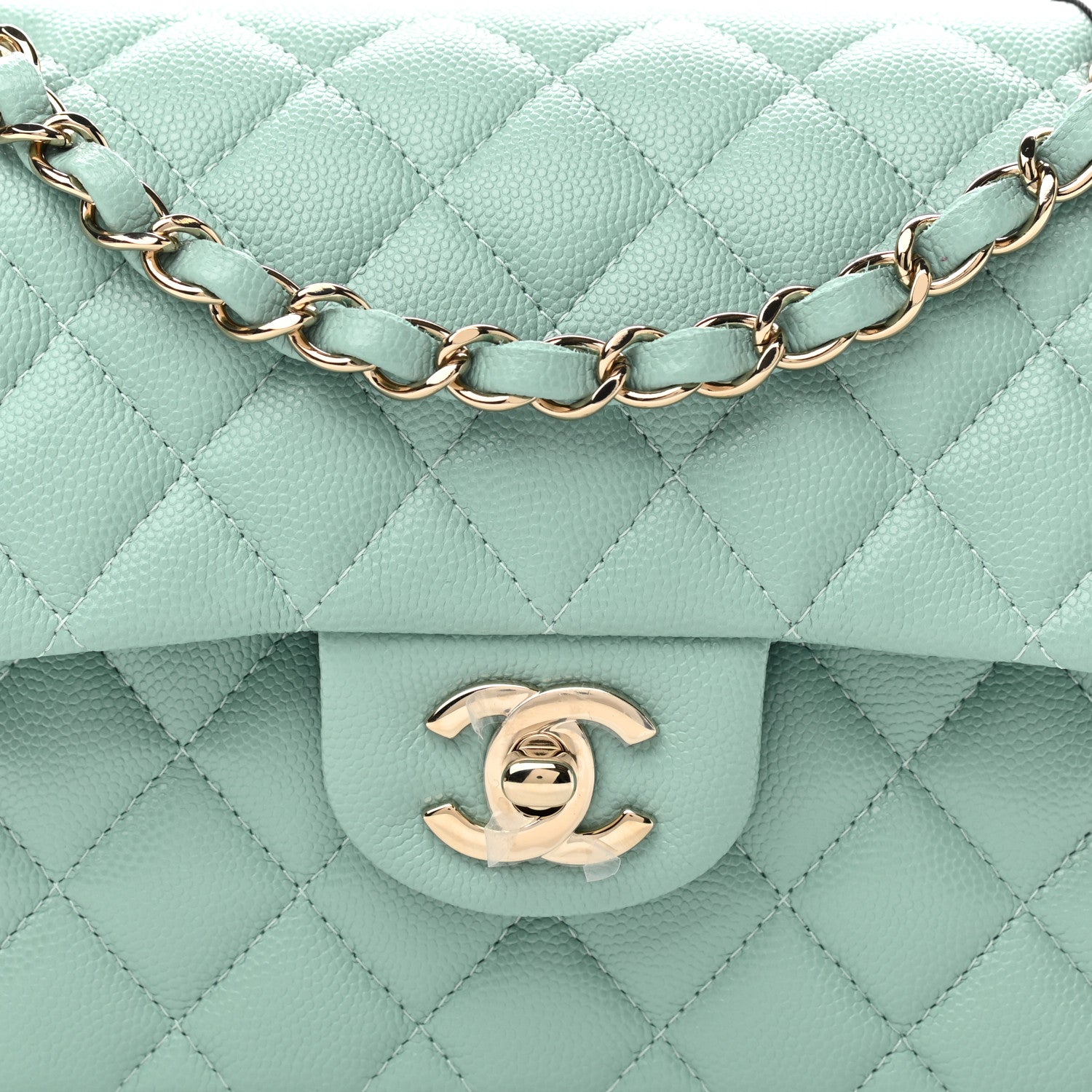 Chanel Caviar Quilted Small Double Flap Light Blue 7 of 9