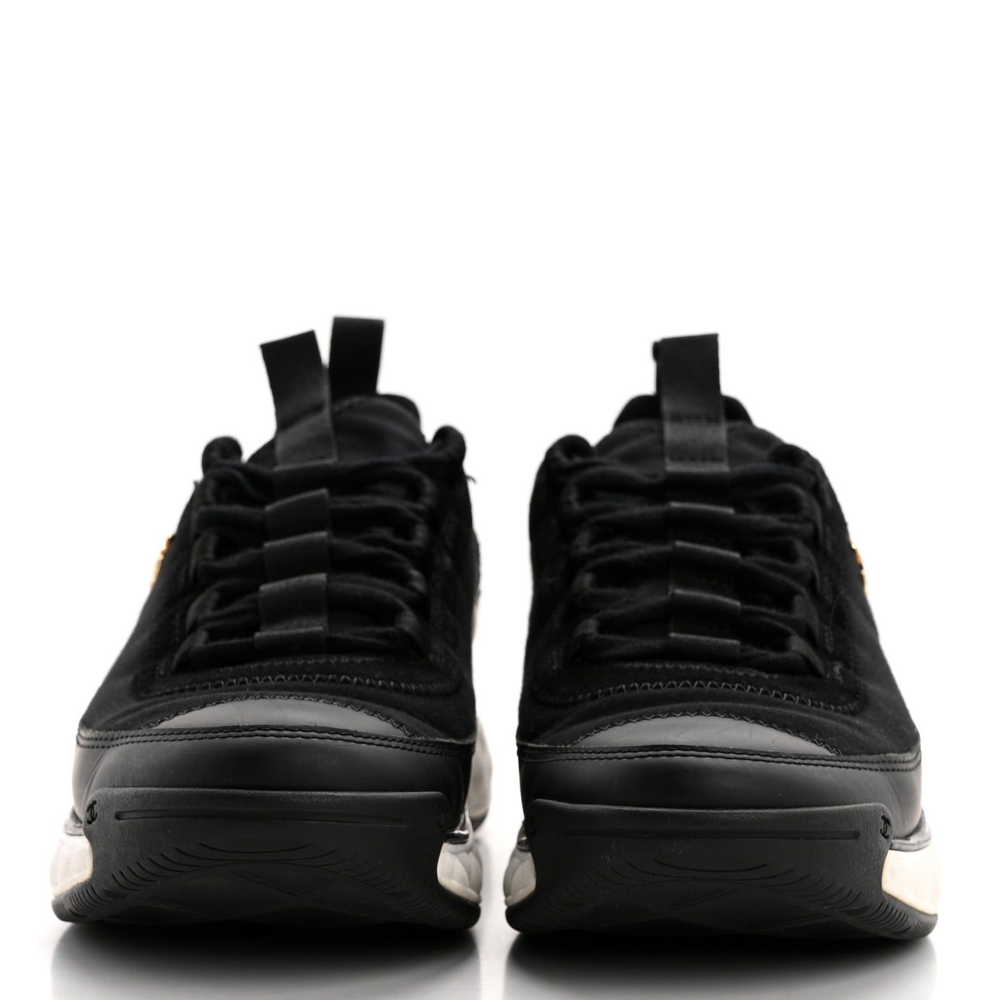 Velvet Calfskin Mixed Fibers CC Sneakers 37 Black