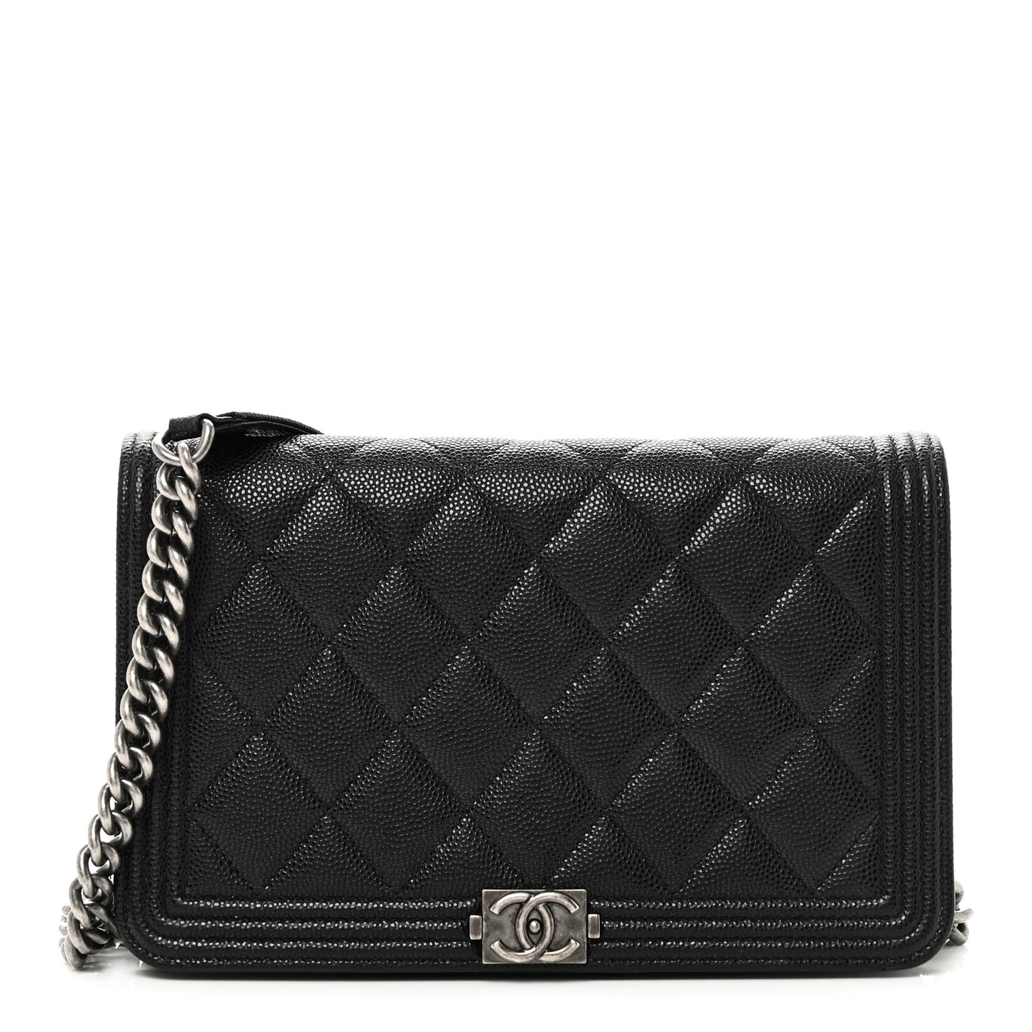 Caviar Quilted Boy Wallet On Chain WOC Black
