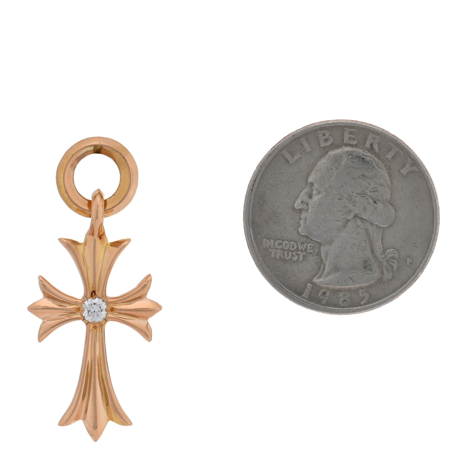 Chrome Hearts 22K Yellow Gold Diamond Tiny CH Cross Pendant