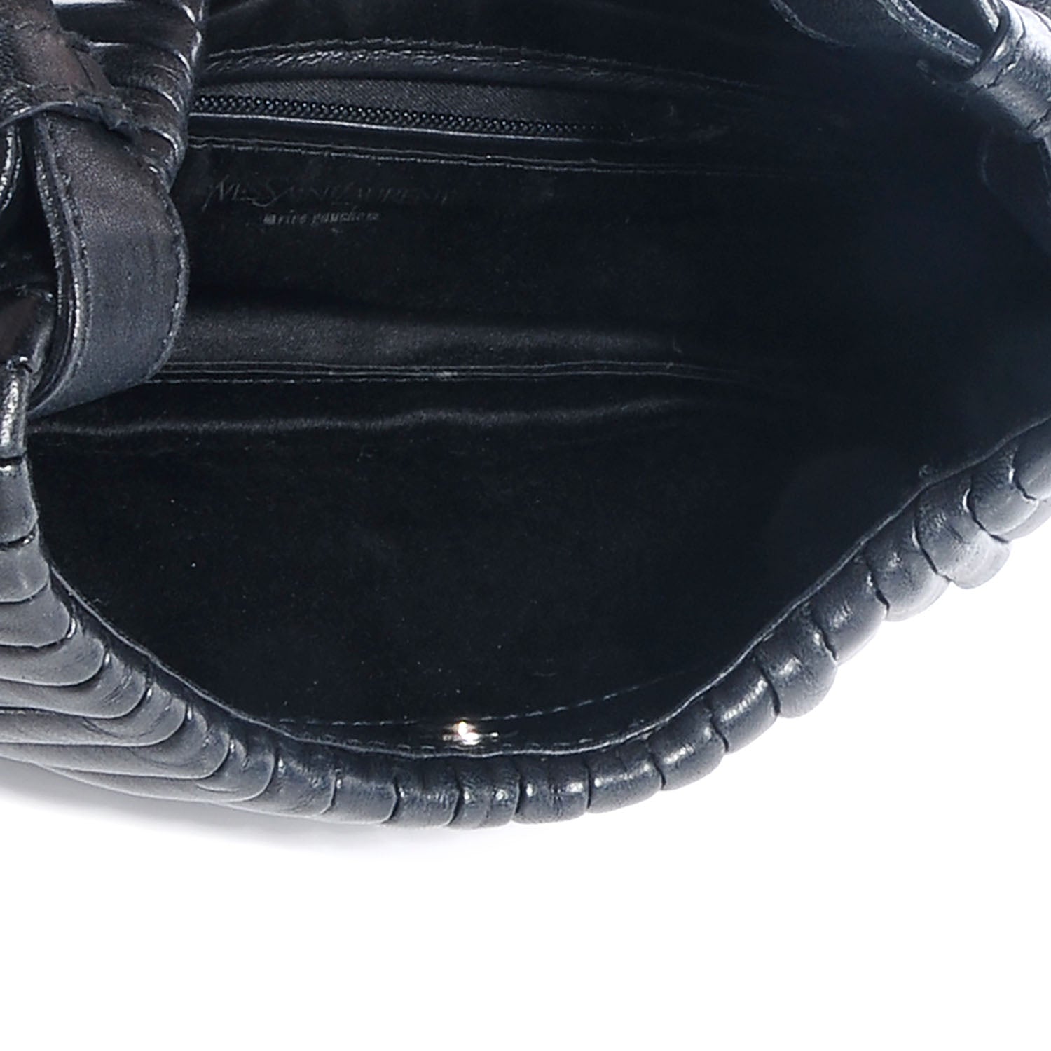 Saint Laurent Pleated Lambskin Small Mombasa Horn Hobo Black 5 of 8