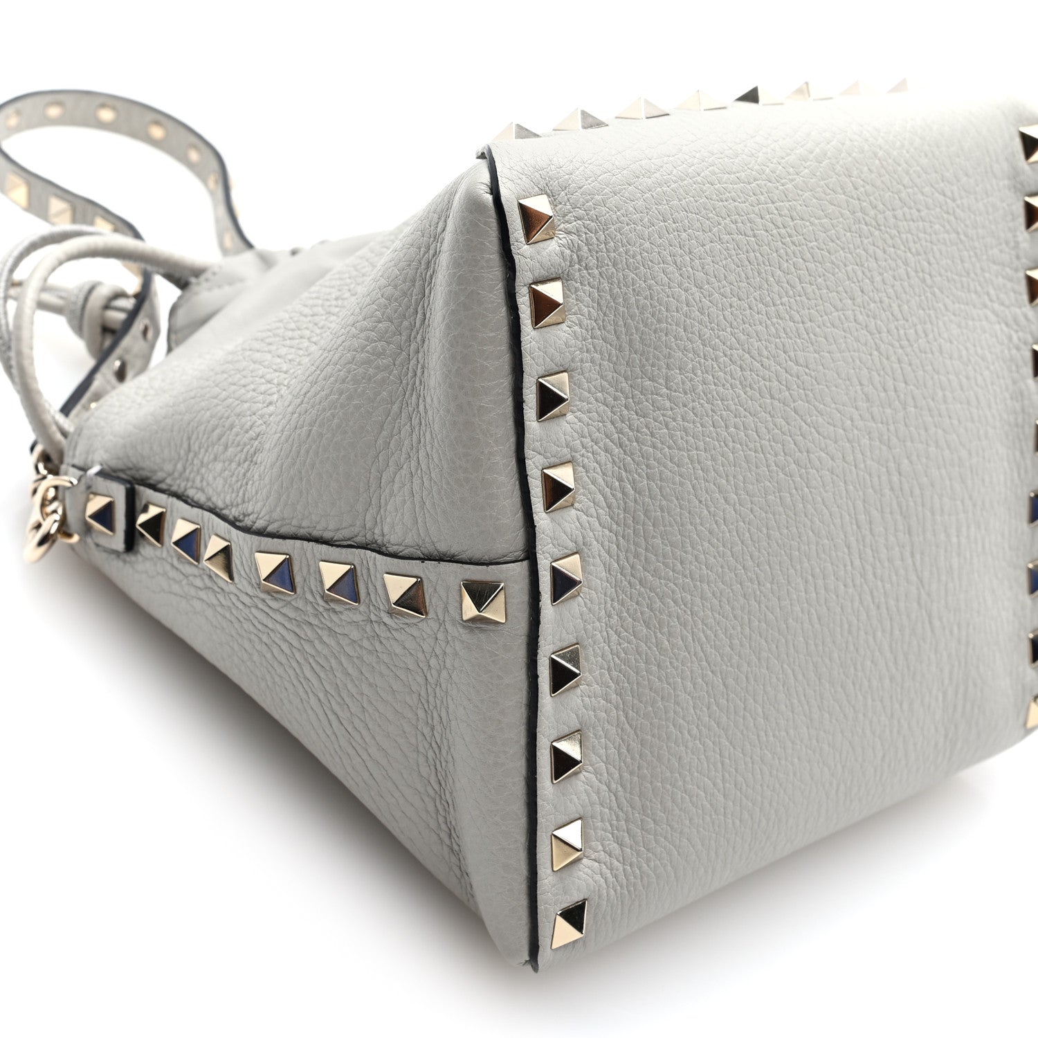 Valentino Garavani Grained Calfskin Rockstud Mini Bucket Bag Opal Grey 8 of 9