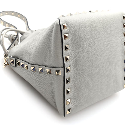 Valentino Garavani Grained Calfskin Rockstud Mini Bucket Bag Opal Grey 8 of 9