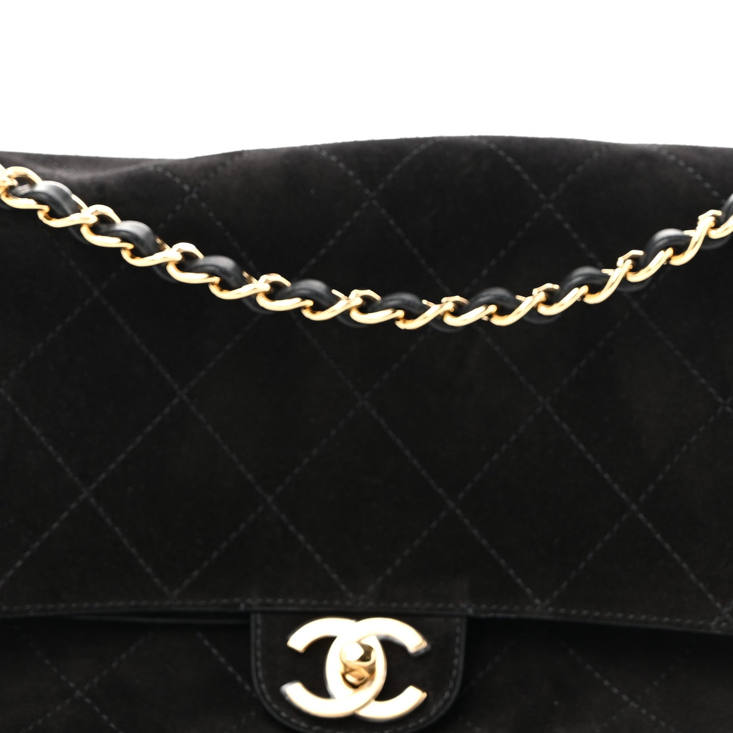 Suede Calfskin Small Souplissimo Maxi Flap Black