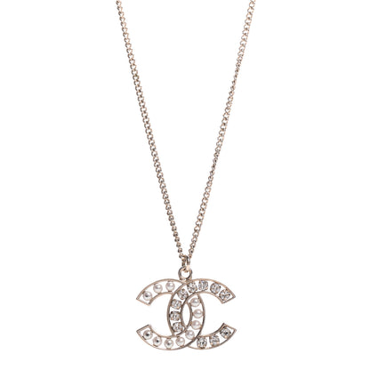 Chanel Pearl Crystal CC Pendant Necklace Gold 1 of 6