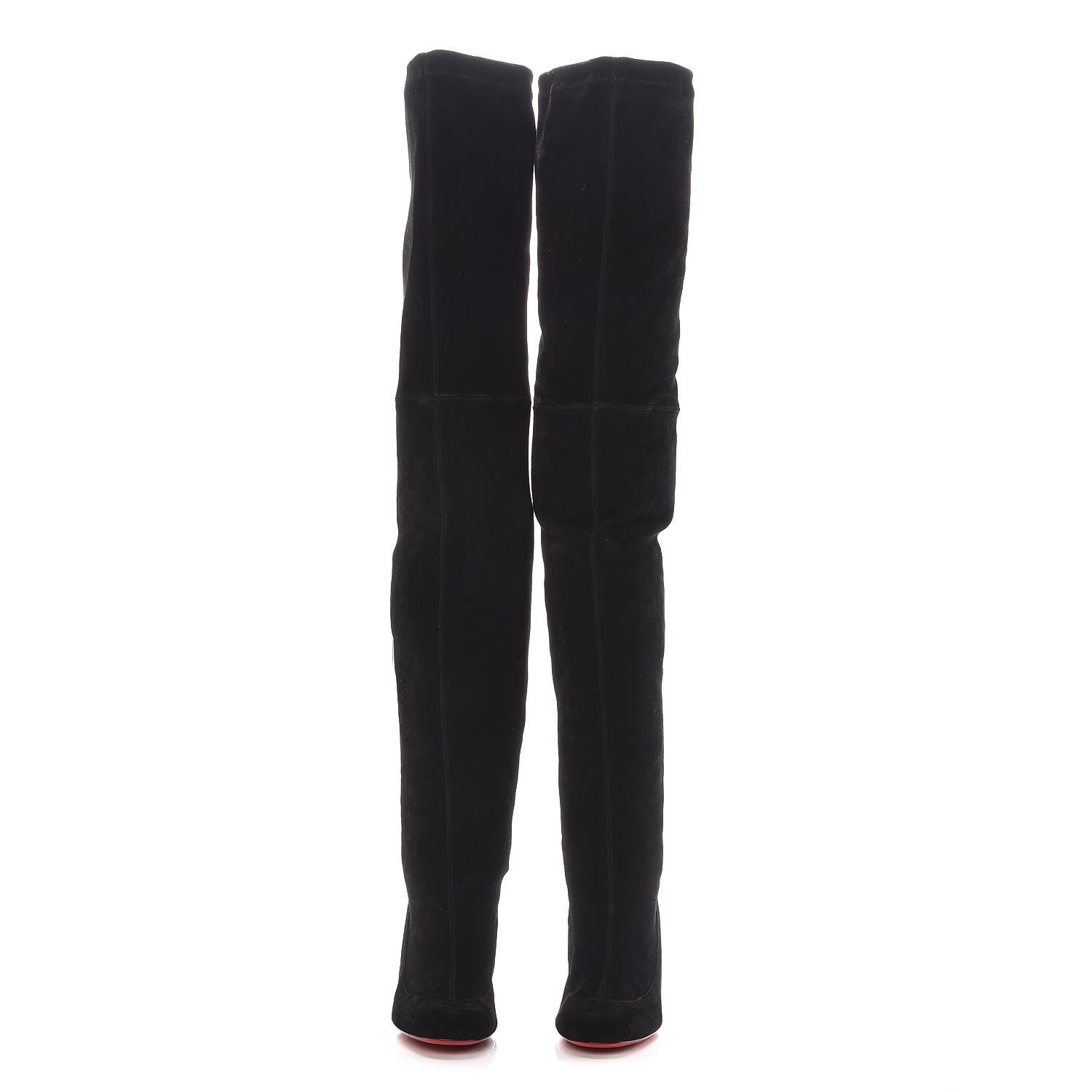 Christian Louboutin Veau Velours Stretch Gena 85 Over The Knee Boots 39 Black 3 of 10
