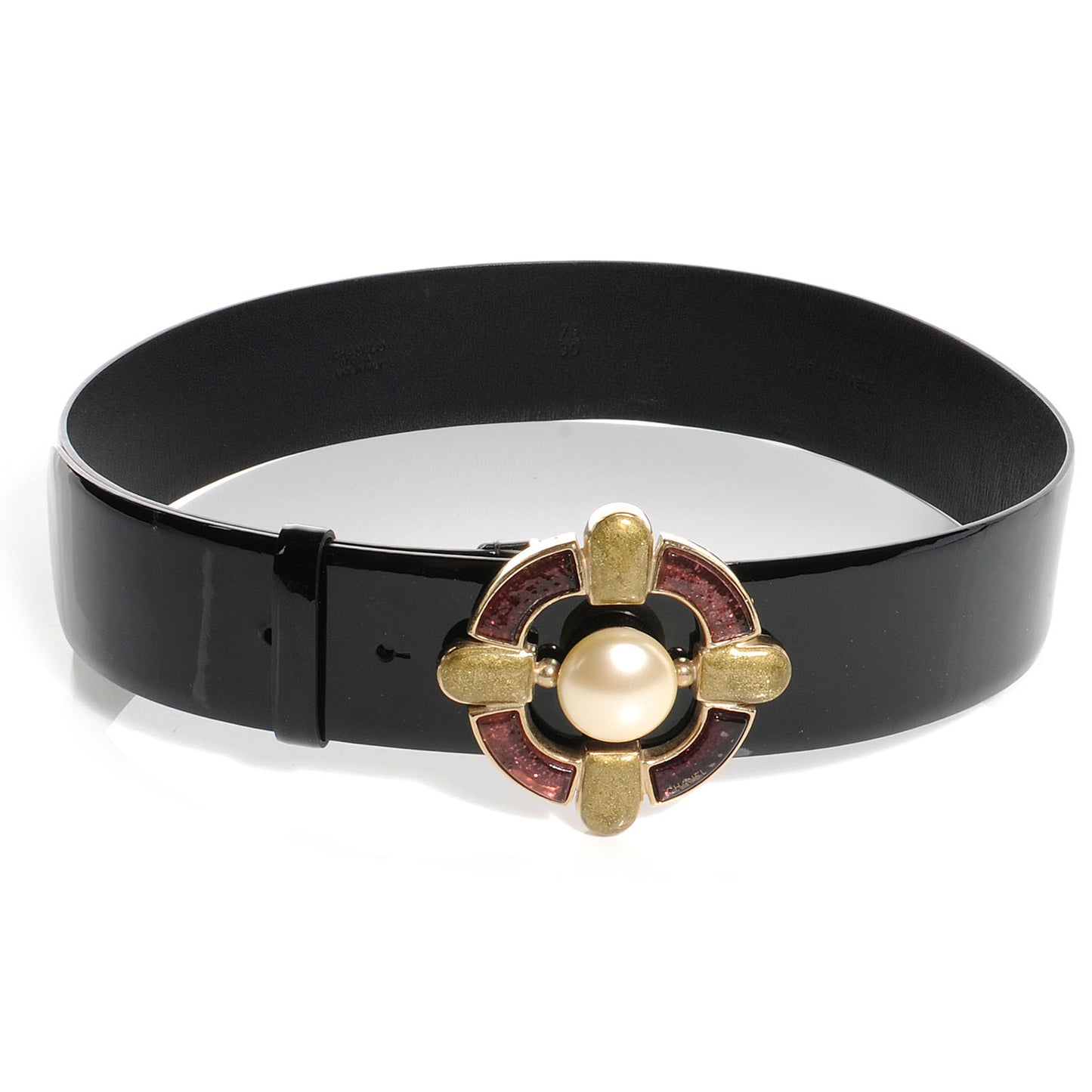 Patent Leather Gripoix Maltese Cross Belt 75 30 Black