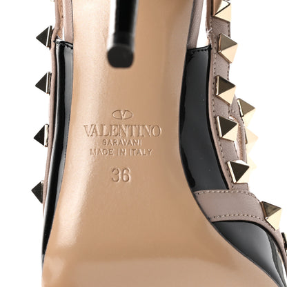 Valentino Garavani Patent Nappa Rockstud Ankle Strap 100mm Pumps 36 Black Poudre 6 of 8