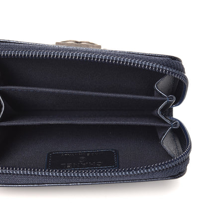 Chanel Metallic Caviar Quilted Boy Zip Around Coin Purse Wallet Navy 5 of 8