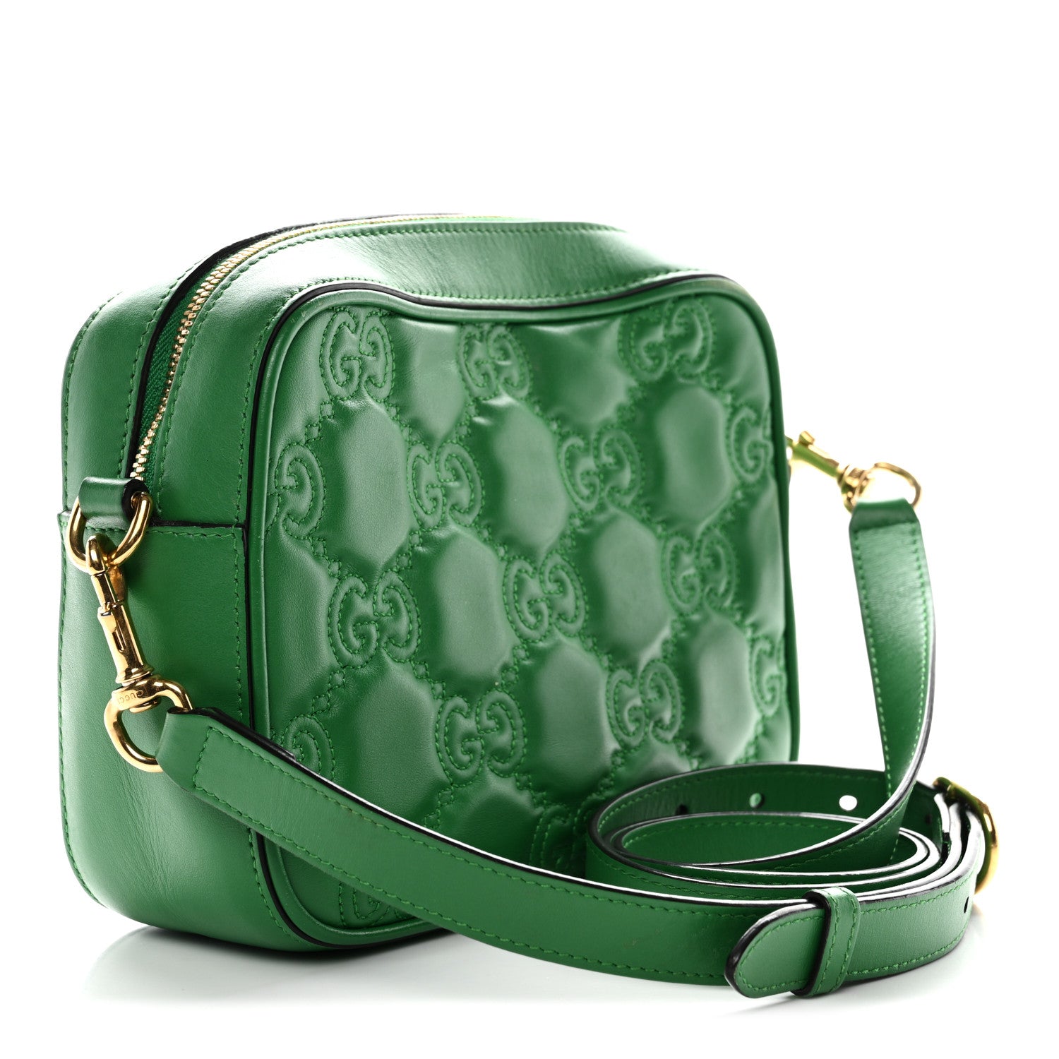 Gucci Calfskin GG Matelasse Shoulder Bag Spring Green Natural 2 of 14