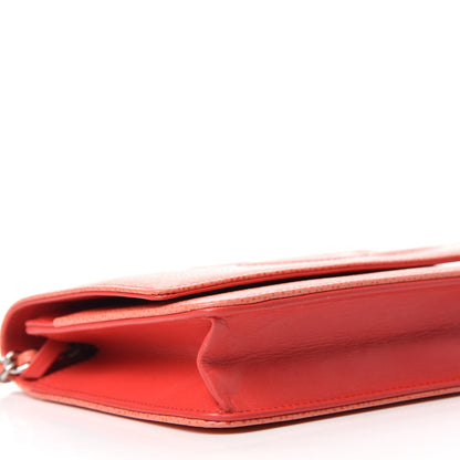 Chanel Caviar Timeless CC Wallet On Chain WOC Light Red 6 of 11