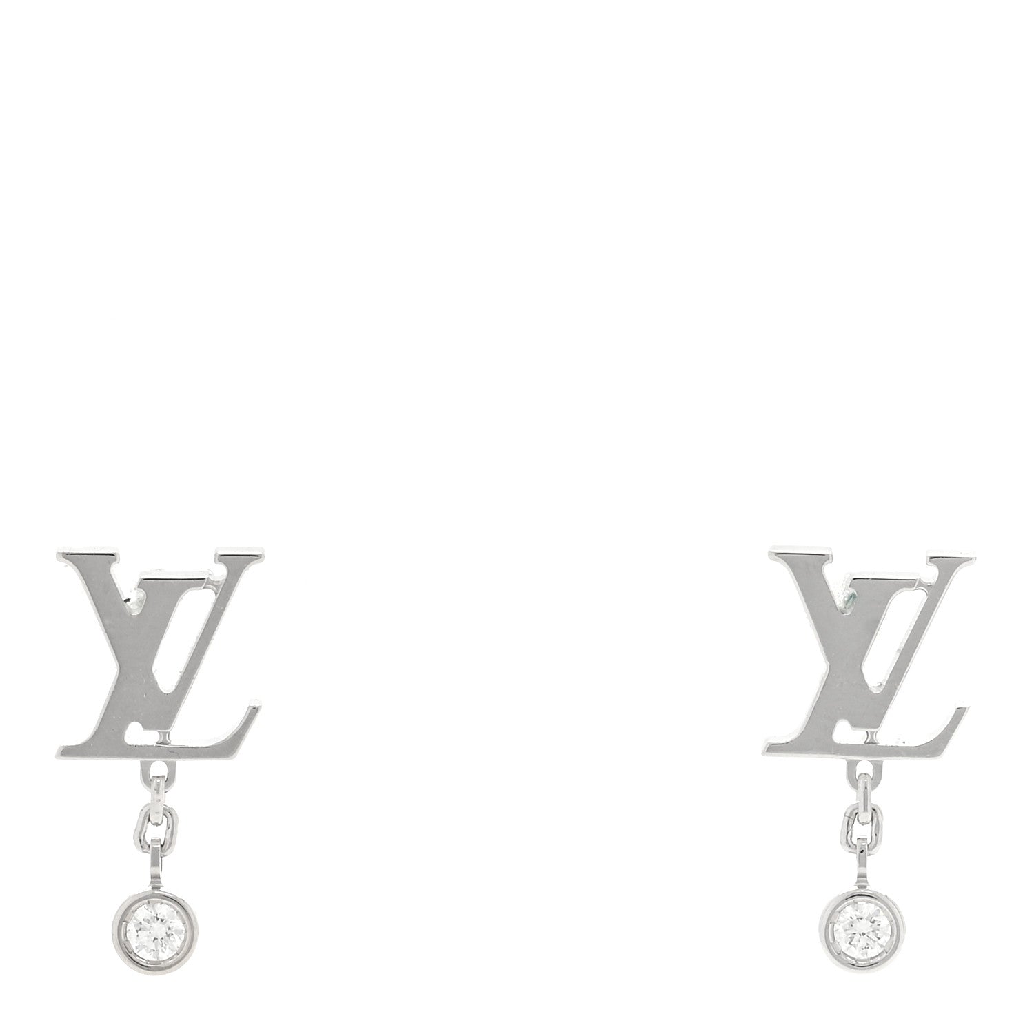 Louis Vuitton 18K White Gold Diamond Idylle Blossom LV Stud Earrings 1 of 4