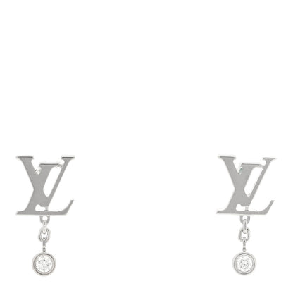 Louis Vuitton 18K White Gold Diamond Idylle Blossom LV Stud Earrings 1 of 4