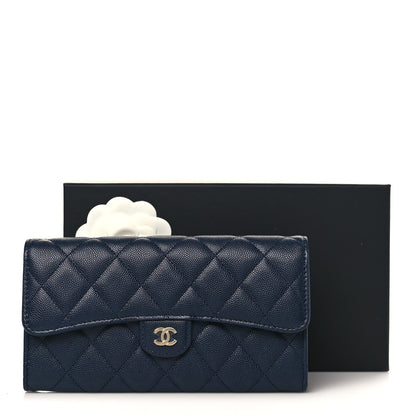 Chanel Caviar Quilted Large Gusset Flap Wallet Navy 8 of 8