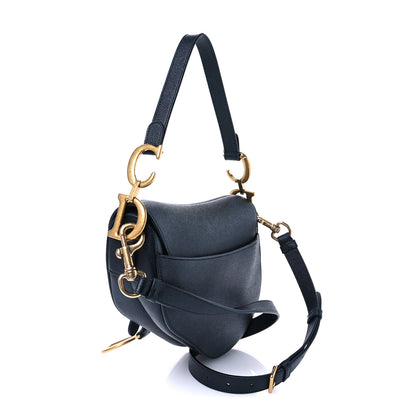 Christian Dior Grained Calfskin Saddle Bag With Strap Black 3 of 11