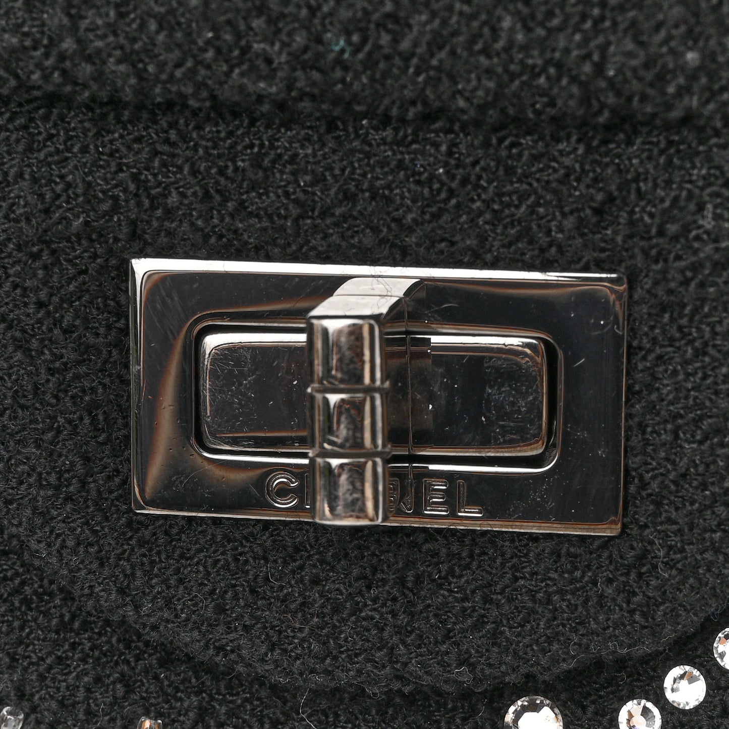 Boucle Tweed Crystal Bead Embellished Space Charms 2.55 Reissue 225 Flap Black Multicolor