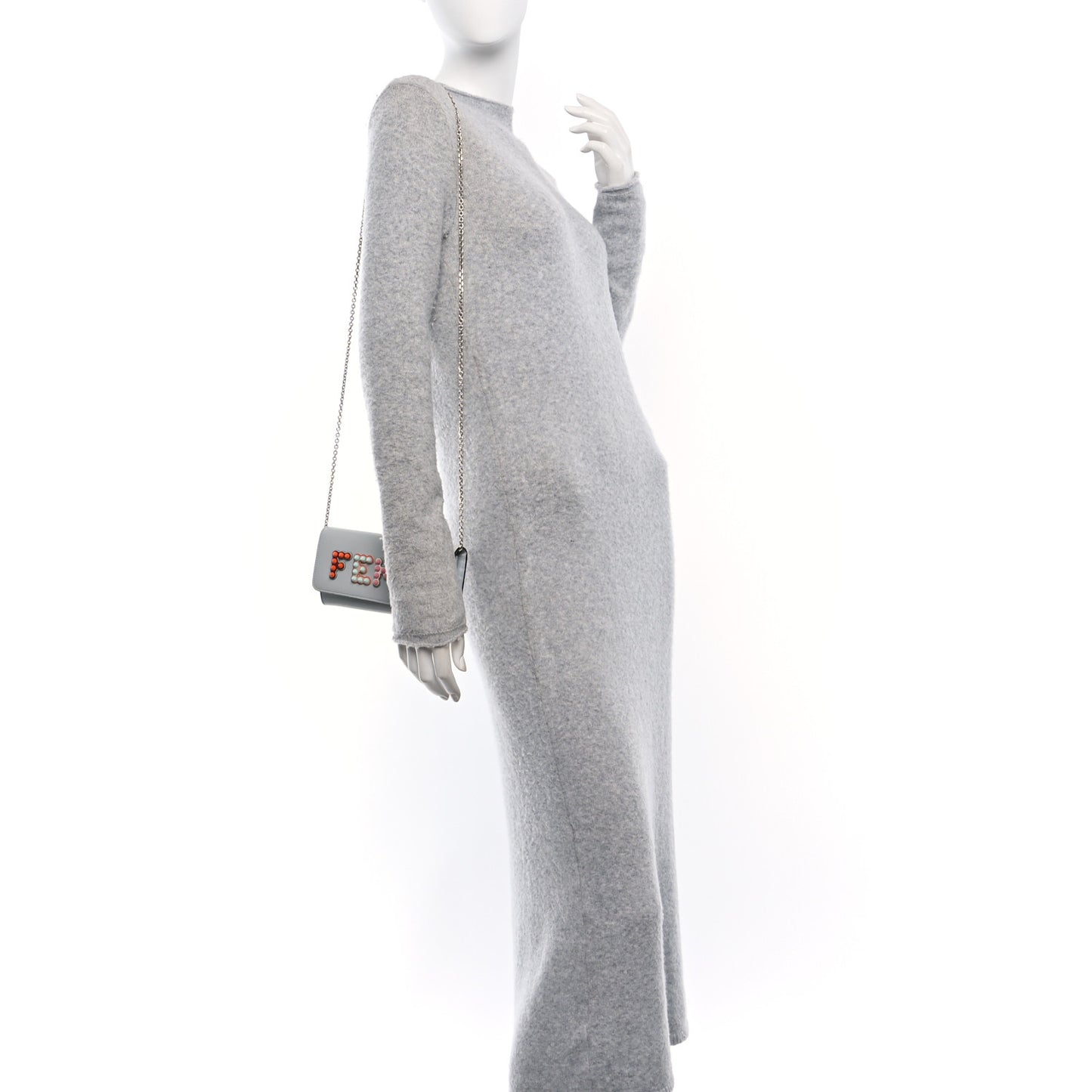 Vitello Liberty Fun Fair Studded Continental Wallet On Chain Grigio Perla Multicolor