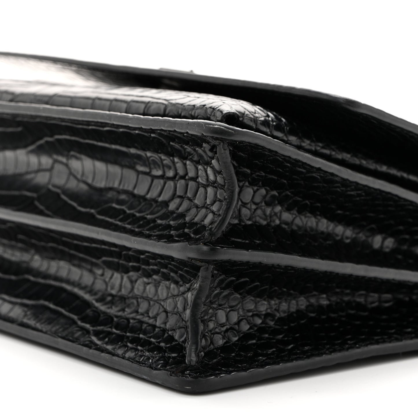 Calfskin Crocodile Embossed Medium Monochrome Monogram Sunset Black