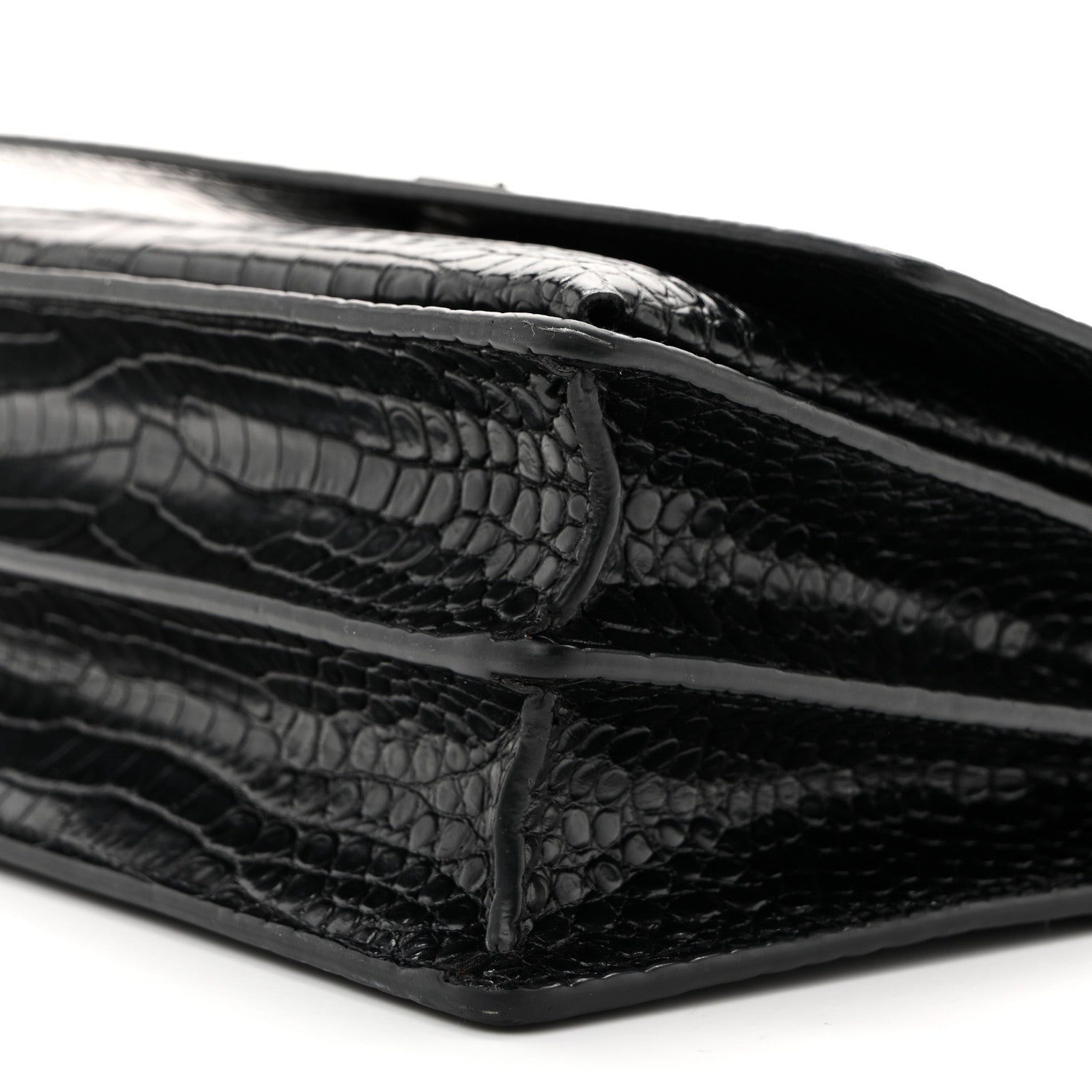 Saint Laurent Calfskin Crocodile Embossed Medium Monochrome Monogram Sunset Black 10 of 14
