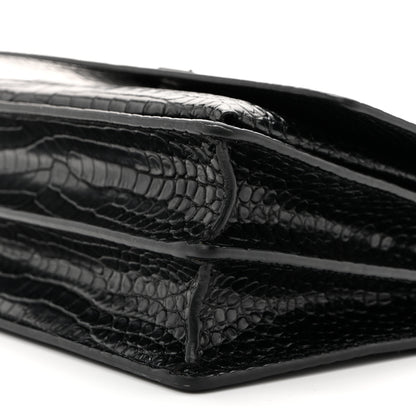 Saint Laurent Calfskin Crocodile Embossed Medium Monochrome Monogram Sunset Black 10 of 14